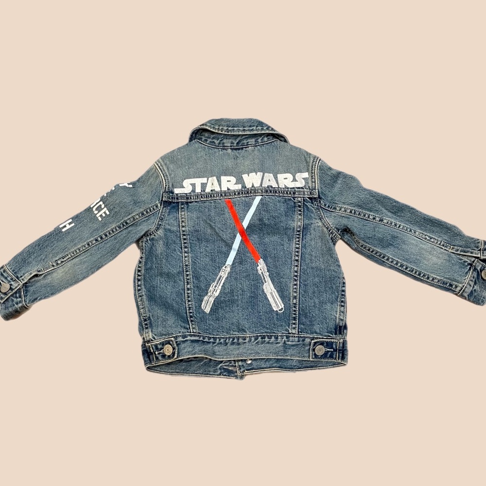GAP Blue Kids 4Y Jean Jacket with Star Wars Design